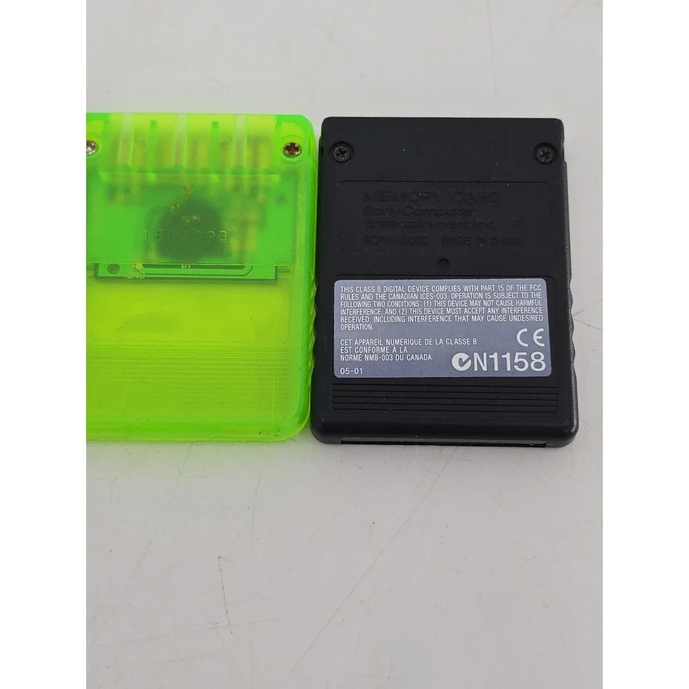 2 Official Sony PlayStation 2 8MB Memory Card - Black & 1 Green Mad Catz